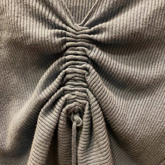 Blue Ruched Drawstring Front Crop Top - Picture 3 of 3